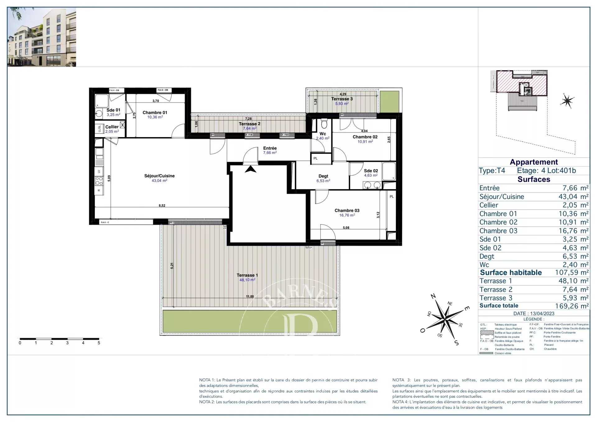 Nantes  - Appartement 4 Pièces 3 Chambres