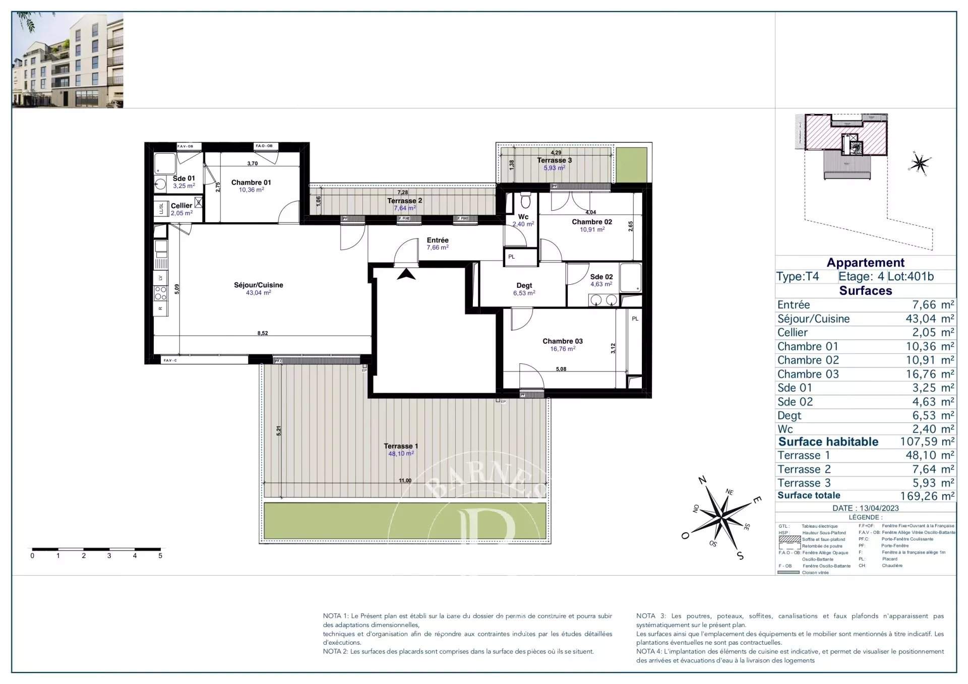 Nantes  - Appartement 4 Pièces 3 Chambres - picture 3