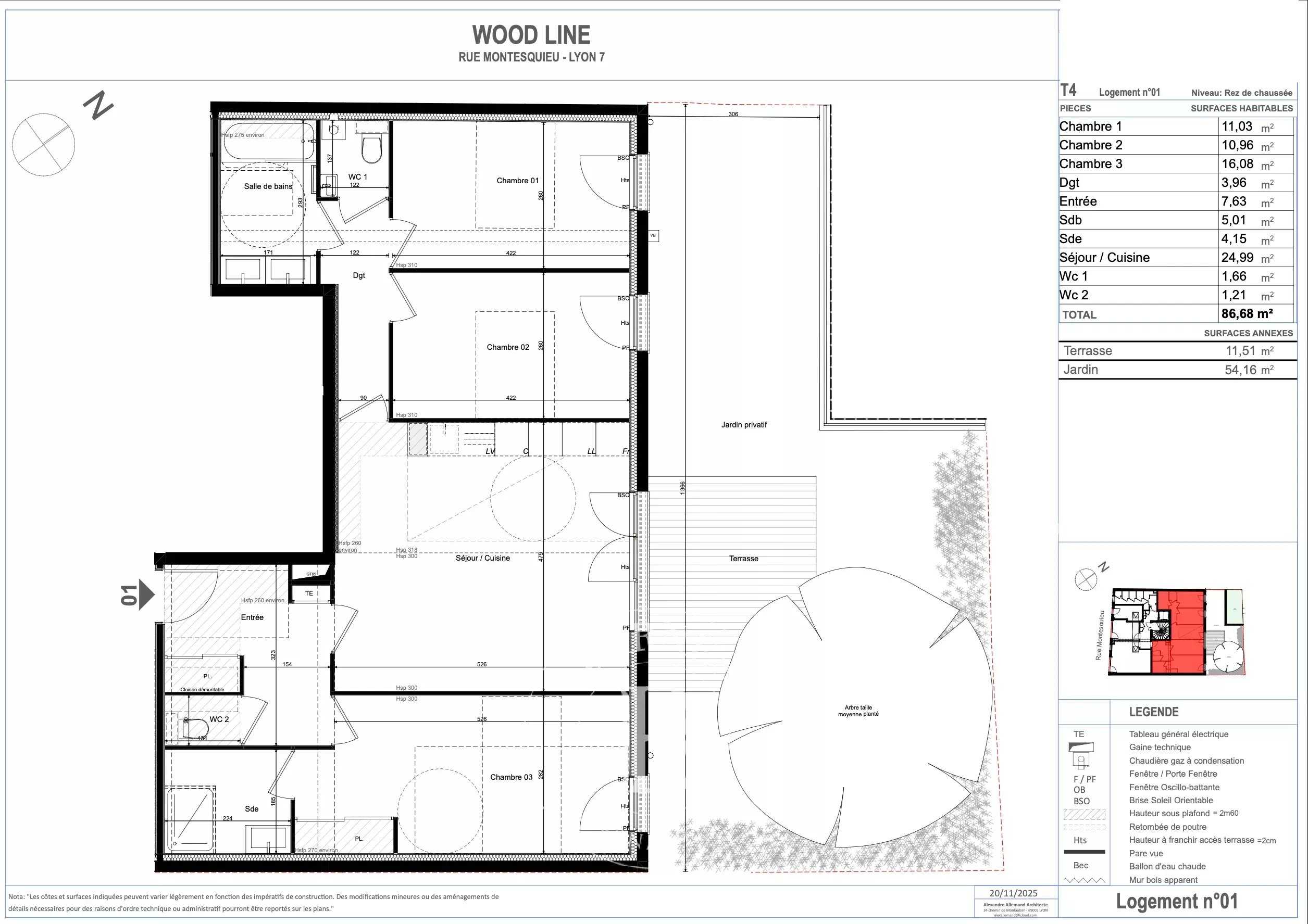 Lyon  - Appartement 4 Pi&egrave;ces 3 Chambres