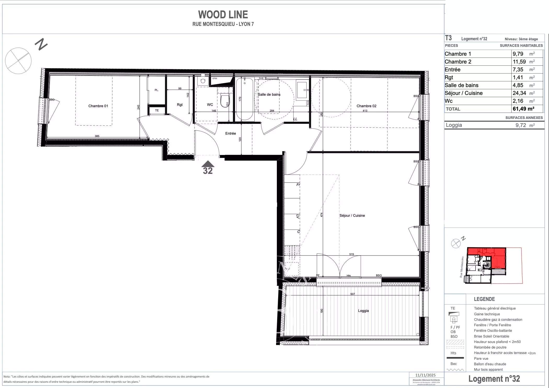 Lyon  - Appartement 3 Pi&egrave;ces 2 Chambres - picture 1