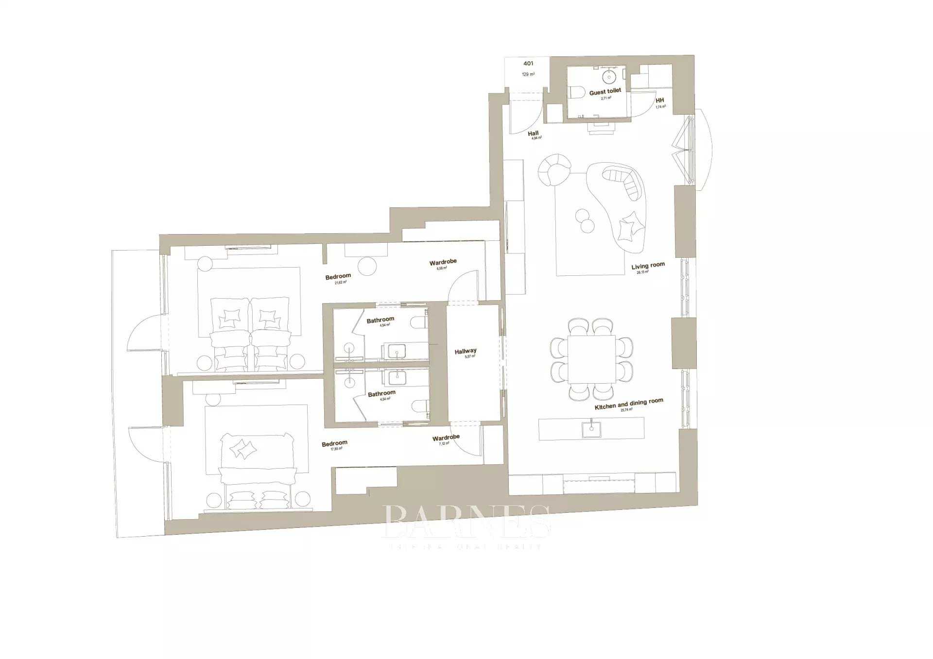 Budapest V. kerülete  - Appartement 3 Pi&egrave;ces 2 Chambres