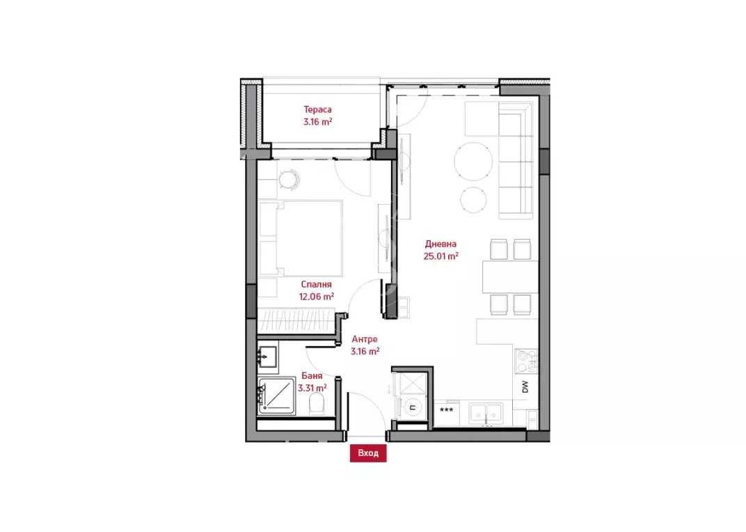 Sofia  - Appartement 2 Pi&egrave;ces, 1 Chambre